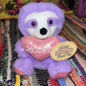 Anico Collectible Purple Plush Toy plushie stuffed animal Sloth with Pink Heart